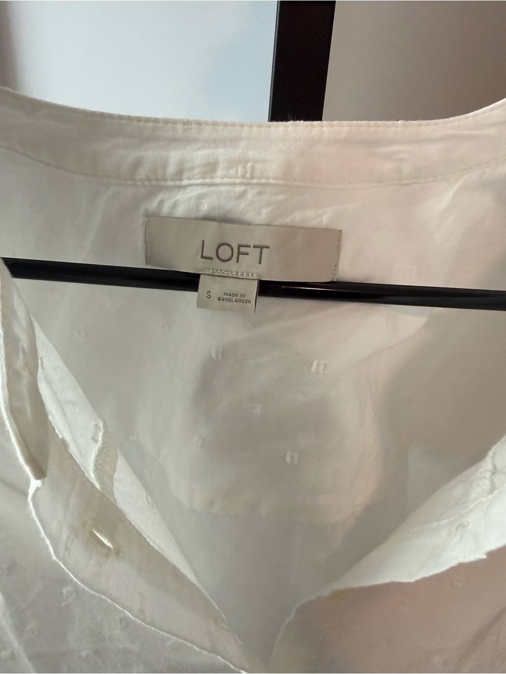 LOFT White Eyelet Button-Front Drawstring Top - Picture 2 of 3